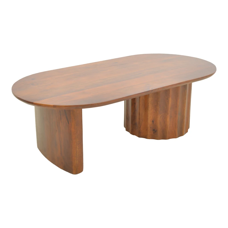 Coffee table Flute pakoworld solid mango wood walnut 130x65x40cm