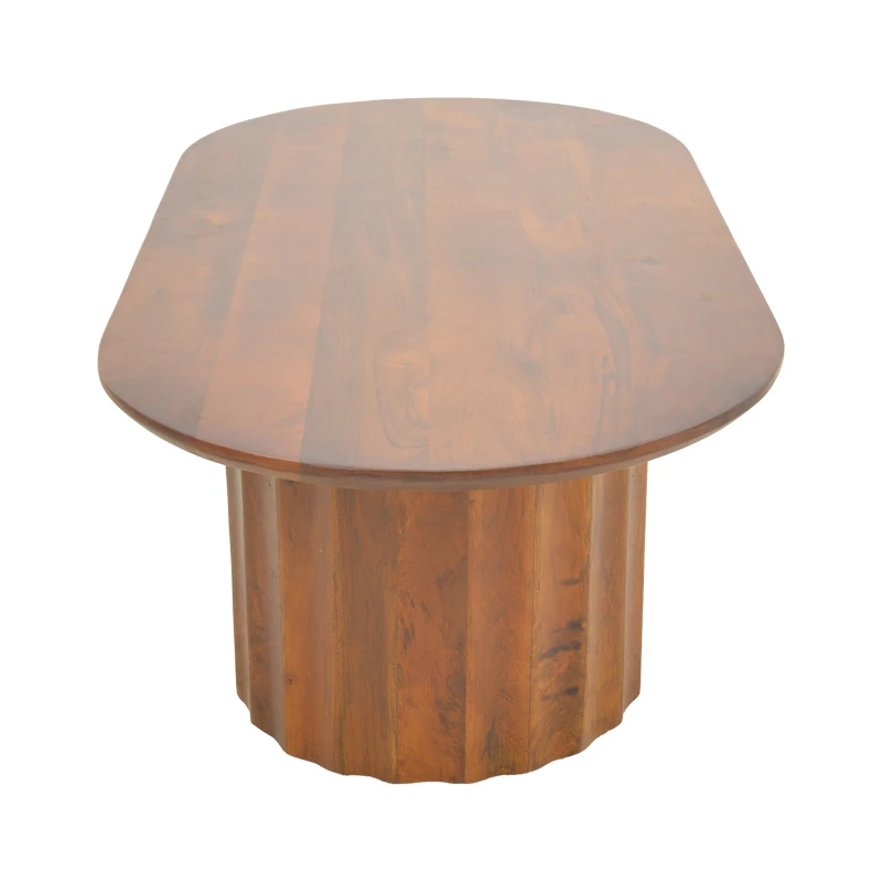 Coffee table Flute pakoworld solid mango wood walnut 130x65x40cm