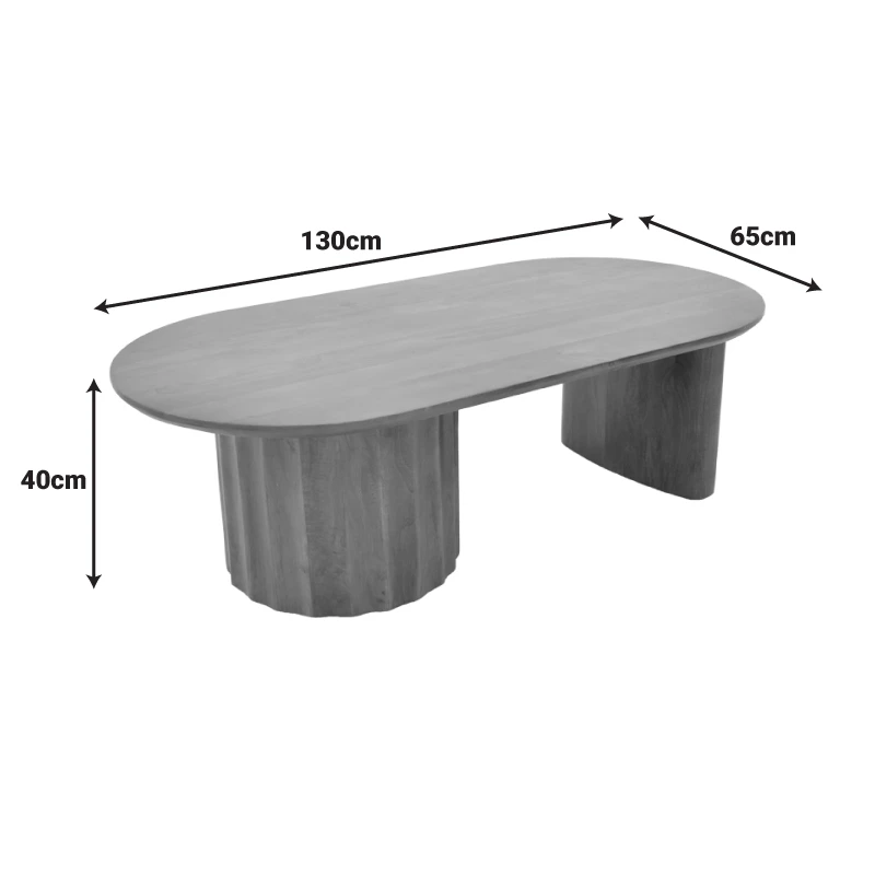 Coffee table Flute pakoworld solid mango wood wenge 130x65x40cm