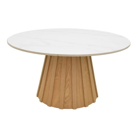 Coffee table Franzel pakoworld sintered stone in marble look-mdf in natural shade D80x40cm