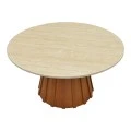 Coffee table Franzel pakoworld sintered stone in travertine look-mdf walnut D80x40cm