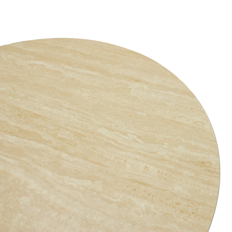 Coffee table Franzel pakoworld sintered stone in travertine look-mdf walnut D80x40cm