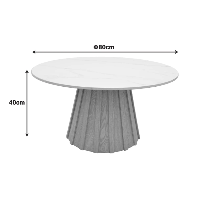 Coffee table Franzel pakoworld sintered stone in travertine look-mdf walnut D80x40cm