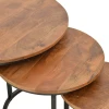 Frina pakoworld coffee table set of 3 mango wood in walnut color with black metal leg