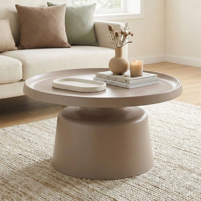 Coffee table Ginoze Inart cappuccino metal D70x40cm