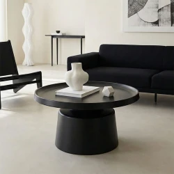 Coffee table Ginoze Inart black metal D70x40cm