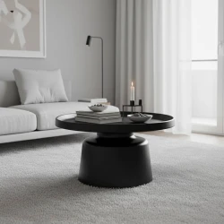 Τραπέζι σαλονιού Ginoze pakoworld μέταλλο σε μαύρη απόχρωση Φ70x41εκ