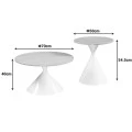 Hemena pakoworld coffee table set of 2 pieces, white metal-mdf in natural shade