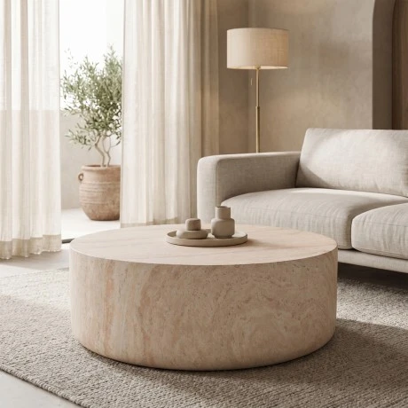 Ingendo pakoworld MGO travertine look coffee table D90x33cm