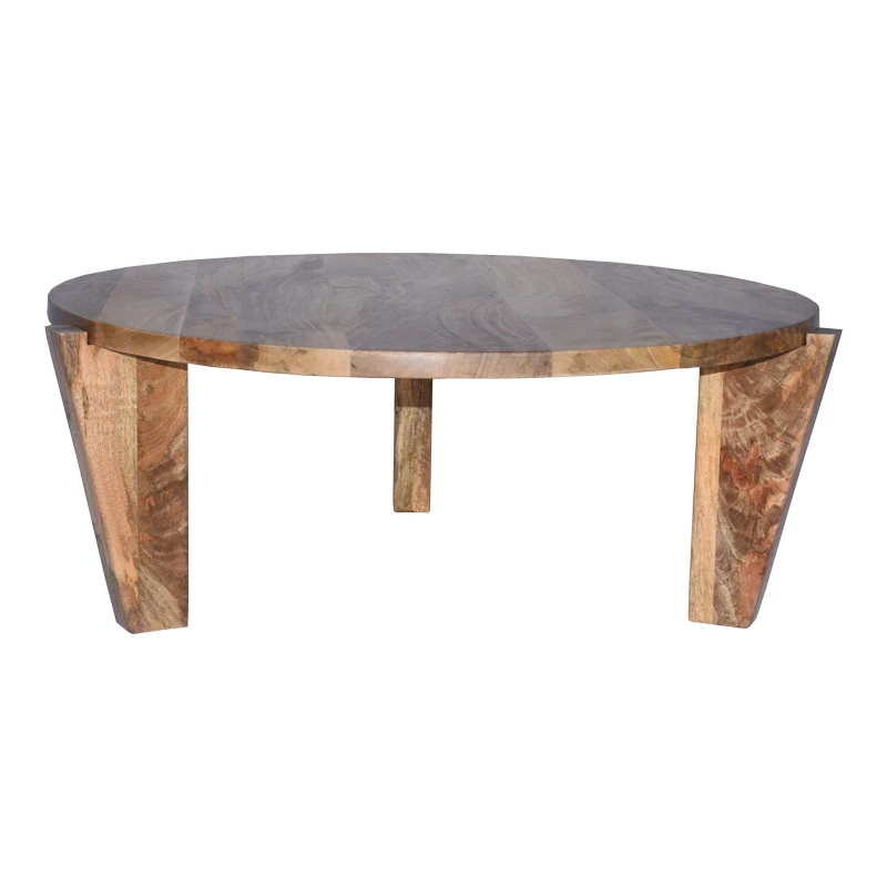 Coffee table Japandi pakoworld natural color mango wood Φ90x35cm