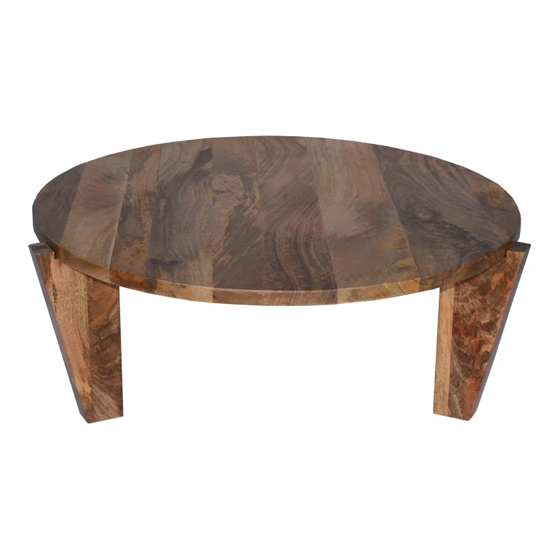 Coffee table Japandi pakoworld natural color mango wood Φ90x35cm