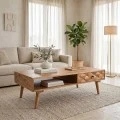 Coffee table Kaldio pakoworld solid acacia wood in natural color 120x60x40cm