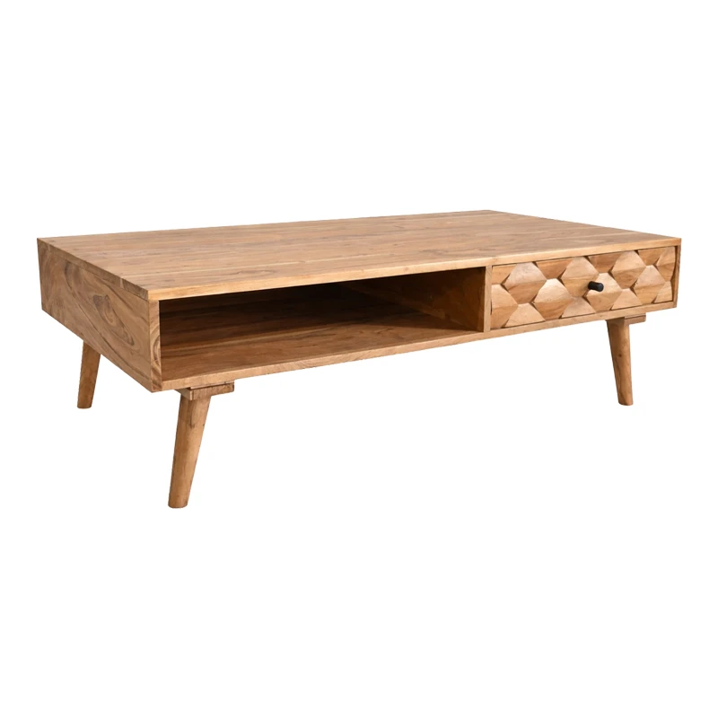 Coffee table Kaldio pakoworld solid acacia wood in natural color 120x60x40cm
