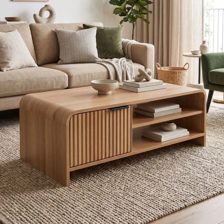 Kelba pakoworld mdf coffee table in natural shade 100x50x35.5cm