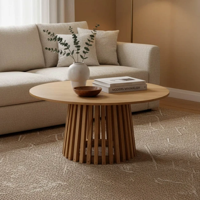 Kenda pakoworld mindi wood coffee table in natural shade D80x45cm
