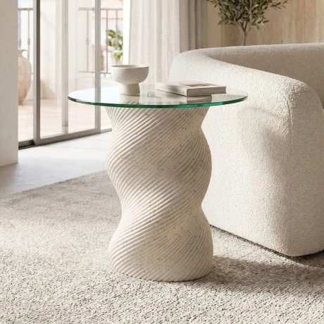 Coffee table Klida pakoworld travertine look MGO D40x63cm