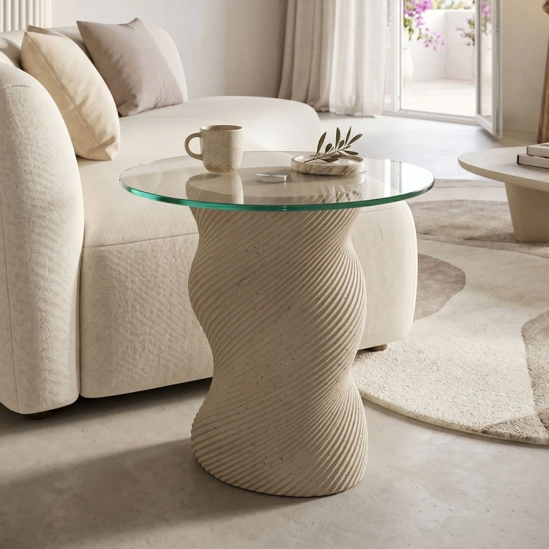 Coffee table Klida pakoworld beige MGO D40x63cm