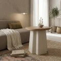 Coffee table Loberta pakoworld fir wood-mdf in natural-white color 48x48x51cm