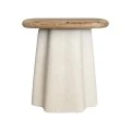 Coffee table Loberta pakoworld fir wood-mdf in natural-white color 48x48x51cm