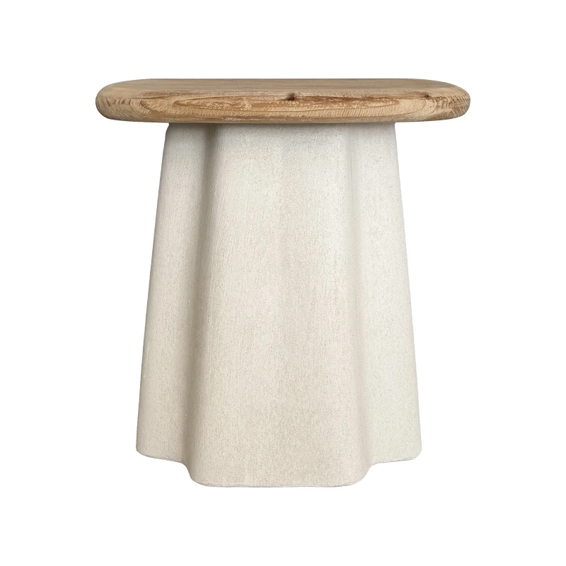 Coffee table Loberta pakoworld fir wood-mdf in natural-white color 48x48x51cm