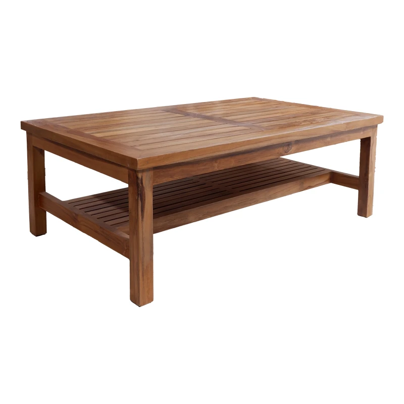 Coffee table Louf pakoworld walnut color teak wood 120x70x40cm