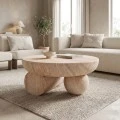 Coffee table Mikawa pakoworld MGO travertine look D70x34cm