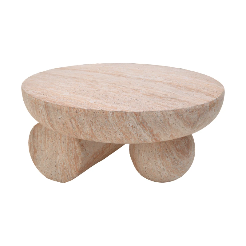 Coffee table Mikawa pakoworld MGO travertine look D70x34cm
