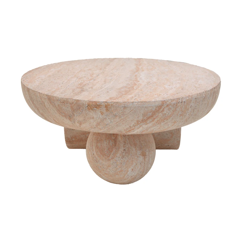 Coffee table Mikawa pakoworld MGO travertine look D70x34cm