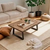 Miles pakoworld coffee table solid acacia wood thickness 3.7-4cm in natural shade with black metal legs 115x60x45cm