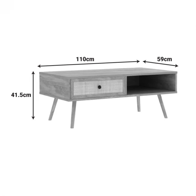 Τραπέζι σαλονιού Oslo pakoworld sonoma 110x59x41,5εκ