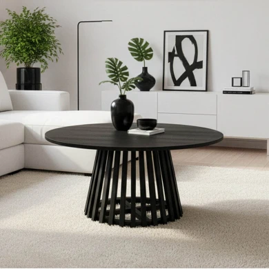Radiane pakoworld table, solid acacia wood in black shade, D80x40cm