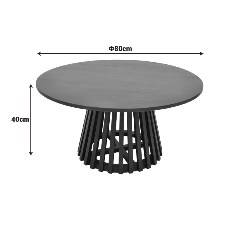 Radiane pakoworld table, solid acacia wood in black shade, D80x40cm