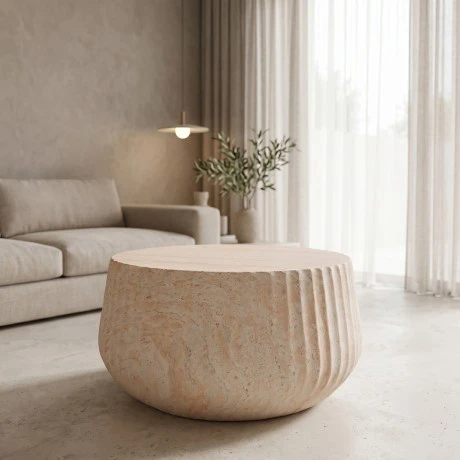 Rongo pakoworld coffee table MGO travertine look D80x41cm