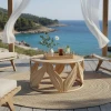 Τραπέζι σαλονιού Siderty pakoworld rattan σε φυσική απόχρωση Φ80x45εκ