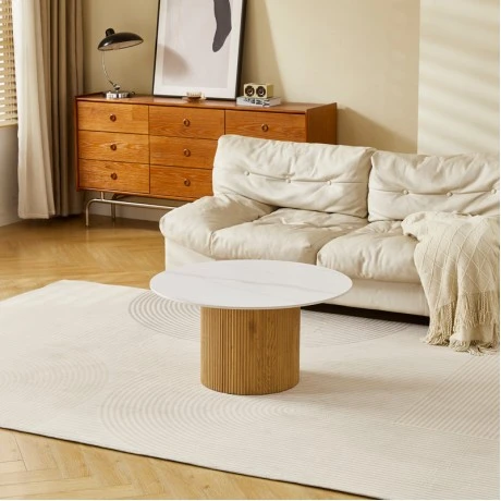 Sikulu pakoworld oak MDF with ceramic surface in white marble look D80x40cm