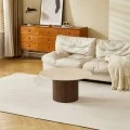 Sikulu pakoworld mdf walnut table - beige travertine finish D80x40cm