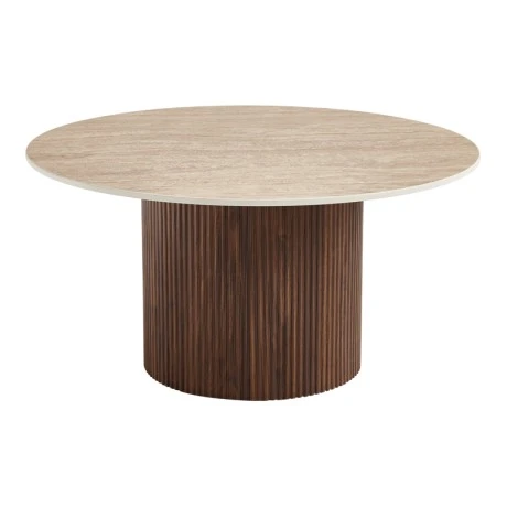 Sikulu pakoworld mdf walnut table - beige travertine finish D80x40cm