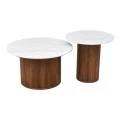 Coffee table Skerta pakoworld set of 2 pieces white sintered stone mdf walnut base