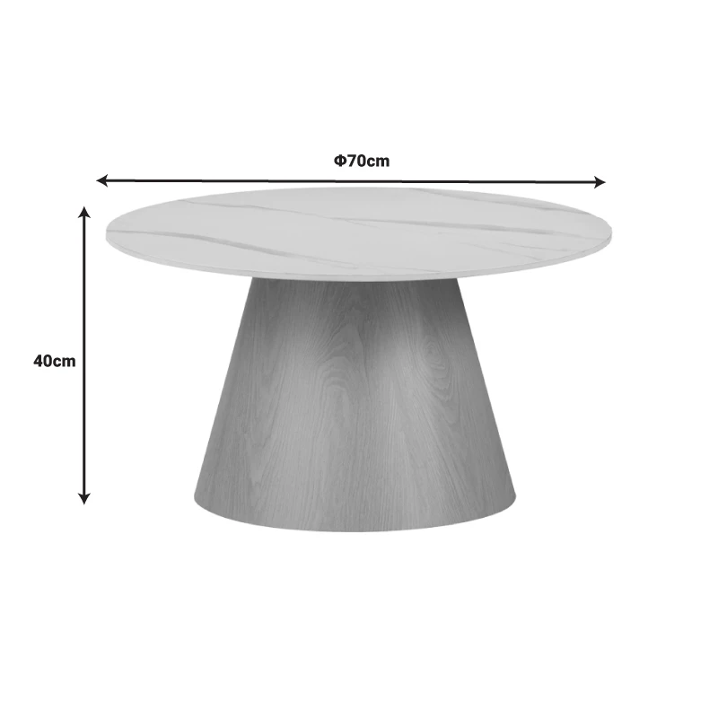 Coffee table Soleire Inart white marble sintered stone D70x40cm