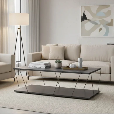 Tραπέζι σαλονιού Tars pakoworld γκρι-μαύρο 120x48x30εκ