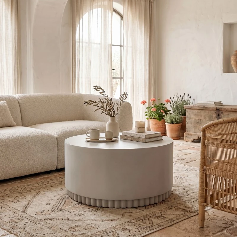 Tierra pakoworld coffee table light grey MGO D75x37cm