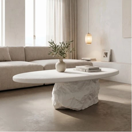 Coffee table Zinol pakoworld mdf-polyresin white 105x62x32cm