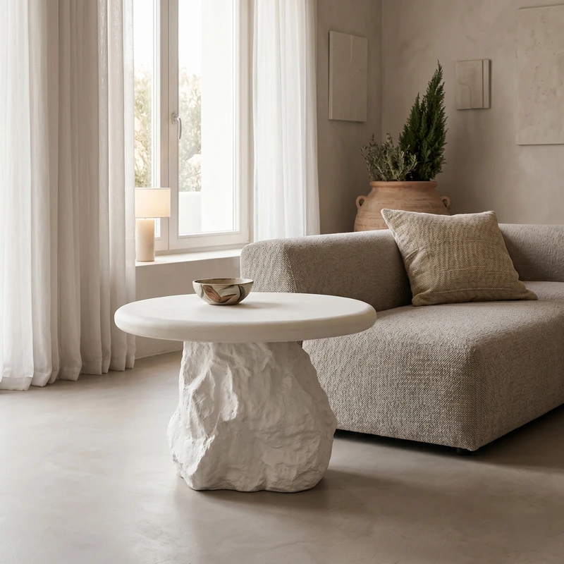 Coffee table Zinol pakoworld mdf-polyresin white D60x41cm