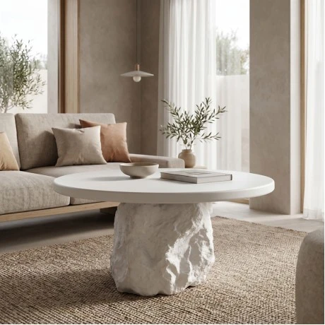 Coffee table Zinol pakoworld mdf-polyresin white D80x36cm