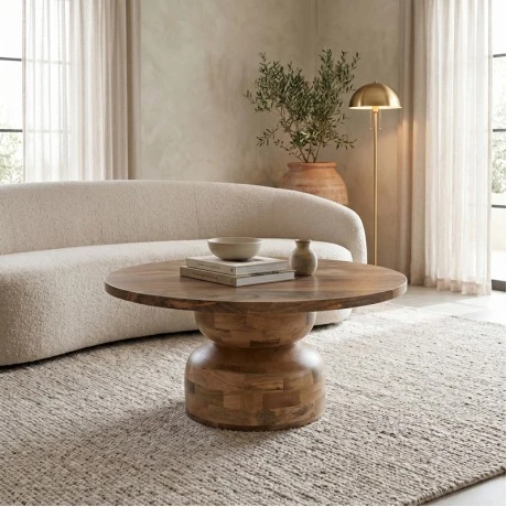 Table Zoulen pakoworld natural color walnut mango wood Φ80x40cm