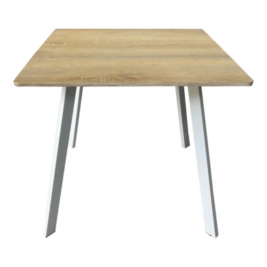 Τραπέζι Squaro pakoworld sonoma mdf με λευκά μεταλλικά πόδια 80x80x75εκ