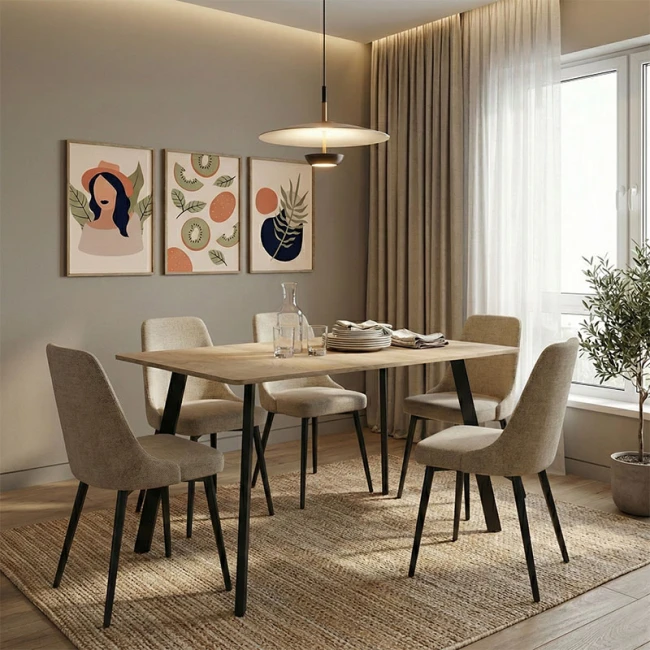 Τραπέζι Squaro pakoworld sonoma mdf με μαύρα μεταλλικά πόδια 120x70x75εκ