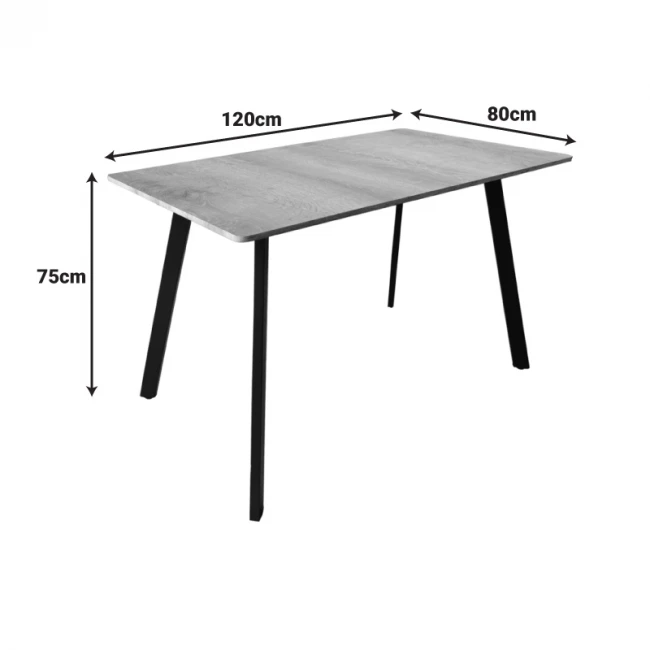 Τραπέζι Squaro pakoworld sonoma mdf με μαύρα μεταλλικά πόδια 120x70x75εκ