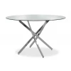 Τραπέζι στρόγγυλο Steve pakoworld με γυάλινη επιφάνεια διαφανές Φ120x74,5εκ
