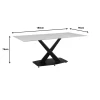 Kitchen table Tafel pakoworld sintered white stone with black metal legs 180x90x76cm